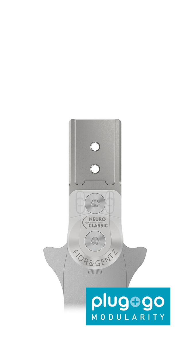 NEURO CLASSIC plug + go articolazione ortesica con battuta dorsale con movimento libero come articolazione modulare per l’articolazione tibiotarsica per la costruzione di un’ortesi realizzata su misura con staffa per piede modulare convertibile in altre articolazioni tibiotarsiche modulari con modularità plug + go